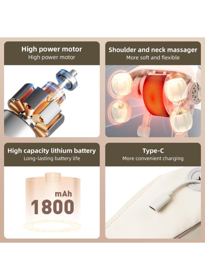 Electric Neck and Shoulder Massager with Heat Shiatsu Deep Kneading Massage Pillow Rechargeable Portable with Adjustable Strap - Image 5