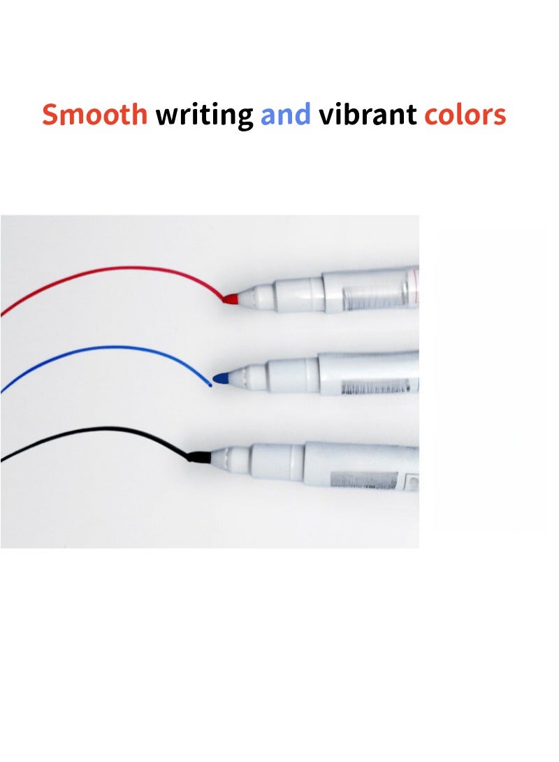 12 magnetic whiteboard pens with rubber, 3 colors (red+black+blue) - Image 2