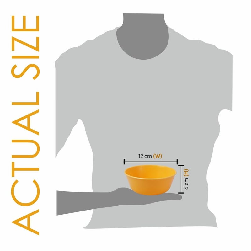 Wonder Homeware Prime Sigma 500 Unbreakable BPA Free Plastic Bowl Set for Cereal, Salad, Rice, Soup, Pasta, Snack Bowl, Microwave Safe, Dishwasher Safe, 6 Pcs, 450 ml, Yellow Color - Image 3