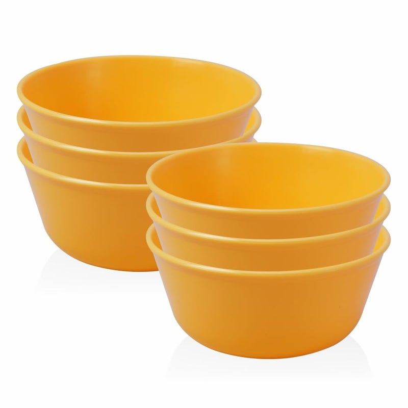 Wonder Homeware Prime Sigma 500 Unbreakable BPA Free Plastic Bowl Set for Cereal, Salad, Rice, Soup, Pasta, Snack Bowl, Microwave Safe, Dishwasher Safe, 6 Pcs, 450 ml, Yellow Color - Image 1