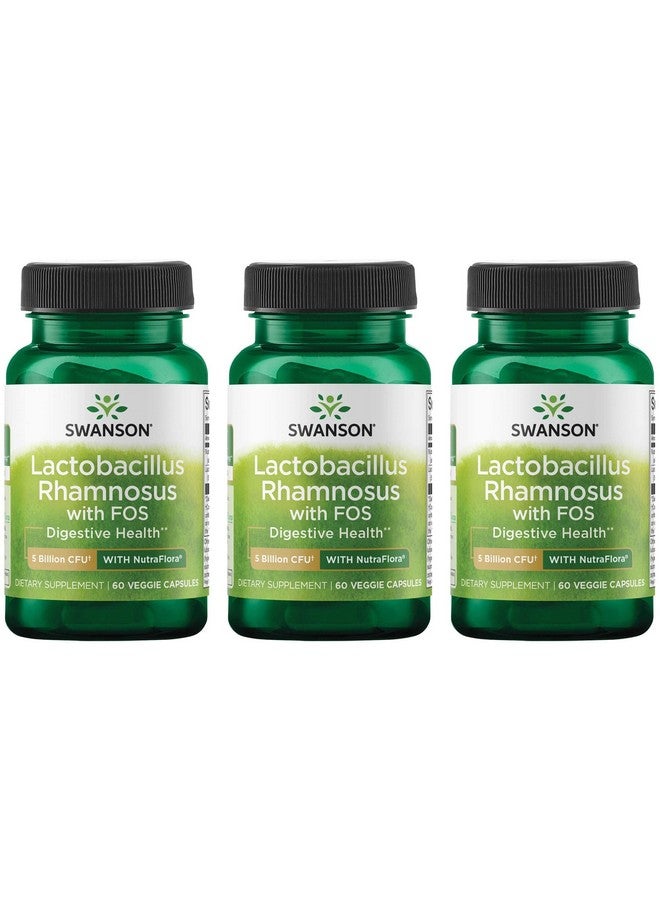 SWANSON Lactobacillus Rhamnosus With Fos Probiotic Supplement Supports Digestive Health 5 Billion Cfu Promotes Gi Tract Health During Travel (60 Veggie Caps) 3 Pack - Image 2