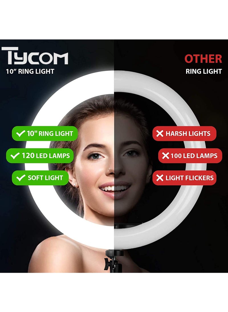 TYCOM 10 inch Selfie Ring Light with Tripod Stand, USB Selfie Ring Light for Live Stream/Makeup/YouTube/TikTok Video Recording/Photography  - Image 2