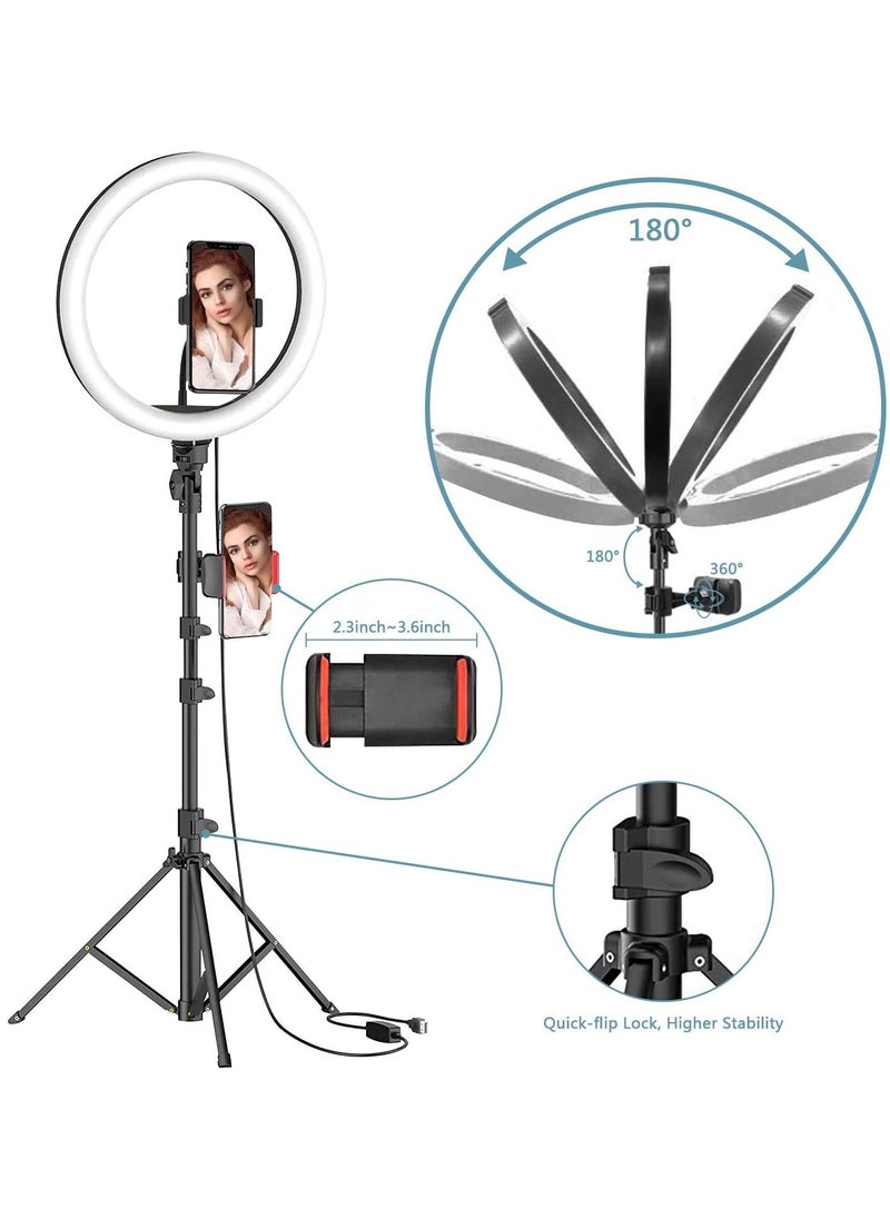 TYCOM 10 inch Selfie Ring Light with Tripod Stand, USB Selfie Ring Light for Live Stream/Makeup/YouTube/TikTok Video Recording/Photography  - Image 3