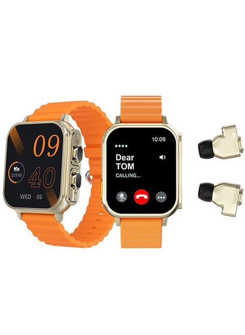 Haino Teko Germany ST1 WatchBuds With Square Shape AMOLED Display Inside Bluetooth Earbuds Design With 2 Pair Straps Orange