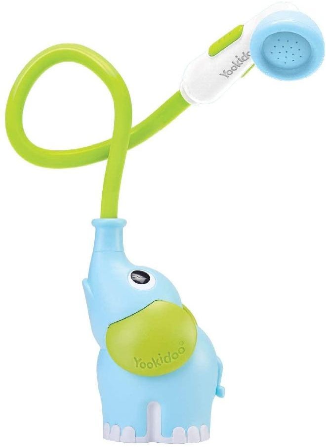 Yookidoo - Yookidoo Baby Bath Shower Head - Elephant Water Pump with Trunk Spout Rinser - Control Water Flow from 2 Elephant Trunk Knobs for Maximum Fun in Tub or Sink for Newborn Babies (Blue) - Image 1