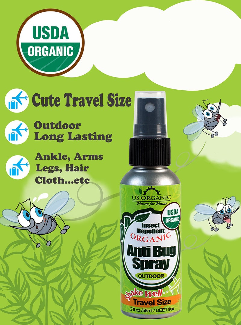 US Organic Mosquito Repellent Anti Bug Outdoor Pump Sprays, USDA Certification, Cruelty Free, Proven Results by Lab Testing, Deet-Free (2 oz Travel Size) - Image 3