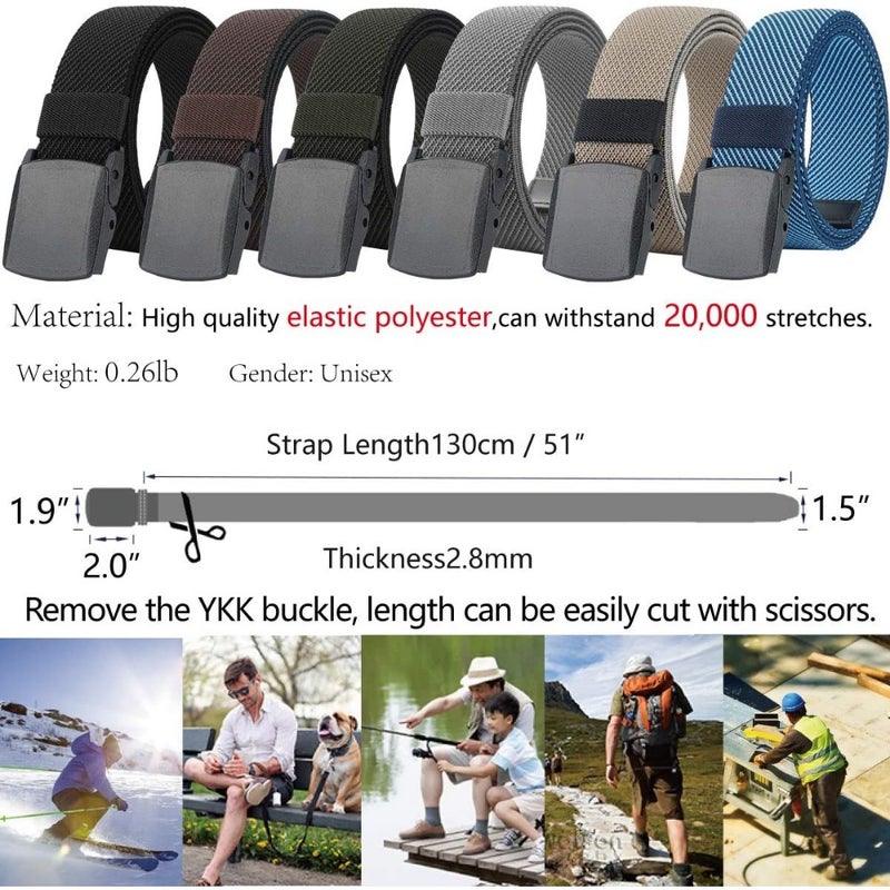 LionVII Elastic Ratchet Men Belts 1 3/8 Stretch Belt with Automatic Buckle Adjustable Trim for 27-46 Waist For Men Comfort Fit Home Office Travel - Image 2