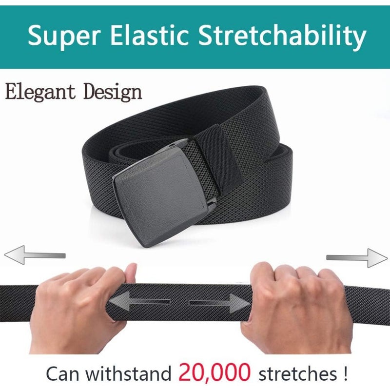 LionVII Elastic Ratchet Men Belts 1 3/8 Stretch Belt with Automatic Buckle Adjustable Trim for 27-46 Waist For Men Comfort Fit Home Office Travel - Image 3