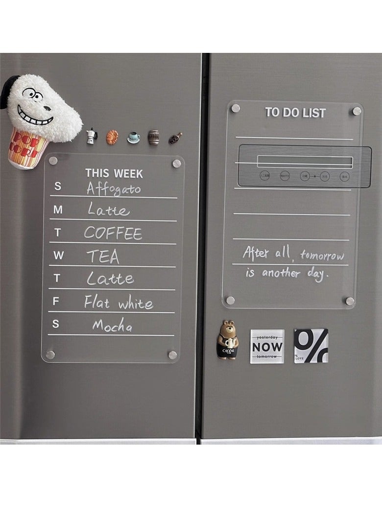 أولدجان الاكريليك المغناطيسي الجاف ممحاة لوحة ، لوحة مزدوجة شفافة ثلاجة ، عرض لوحة ، لوحة الخط ، المغناطيسي شفط ثلاجة ملصقا ، رسالة المجلس + إرسال القلم - Image 1