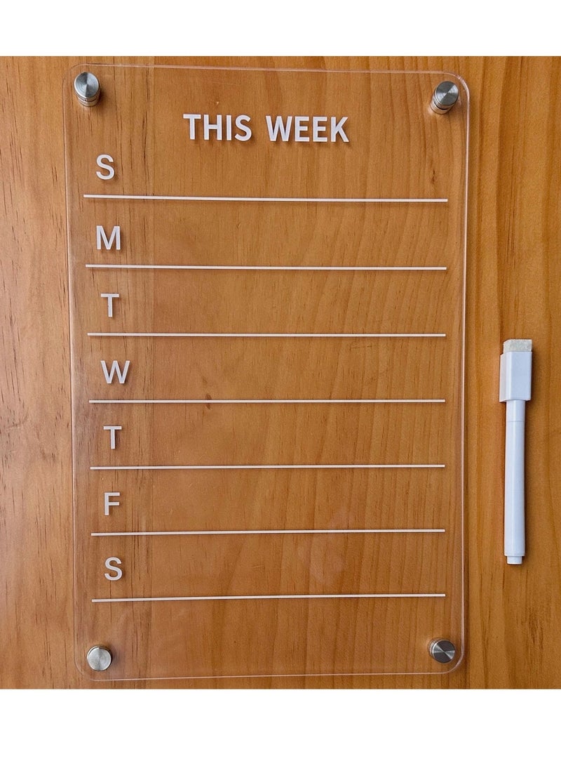 أولدجان الاكريليك المغناطيسي الجاف ممحاة لوحة ، لوحة مزدوجة شفافة ثلاجة ، عرض لوحة ، لوحة الخط ، المغناطيسي شفط ثلاجة ملصقا ، رسالة المجلس + إرسال القلم - Image 3