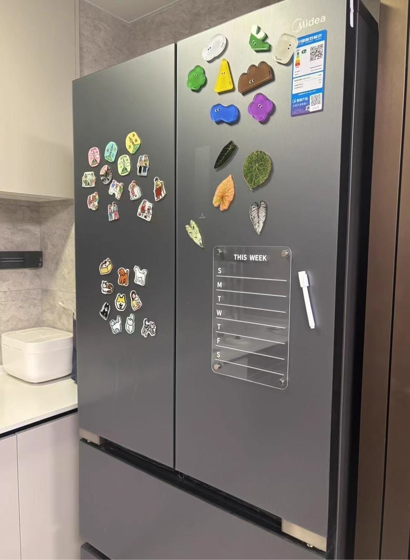 أولدجان الاكريليك المغناطيسي الجاف ممحاة لوحة ، لوحة مزدوجة شفافة ثلاجة ، عرض لوحة ، لوحة الخط ، المغناطيسي شفط ثلاجة ملصقا ، رسالة المجلس + إرسال القلم - Image 4