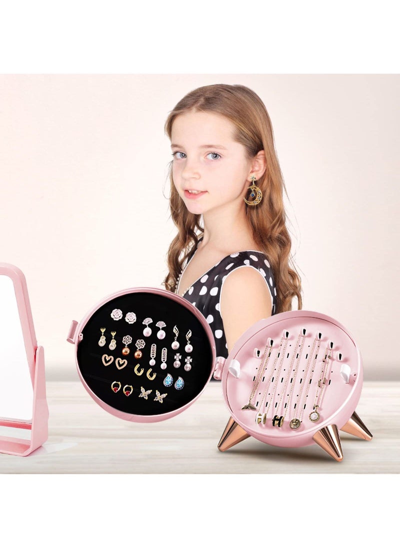 Excefore Jewelry Box for Girls, 3 Layers Jewelry Organizer for Teens, Storage Box for Earrings Necklaces Rings, Gifts for little Girl Kids（Pink） - Image 5
