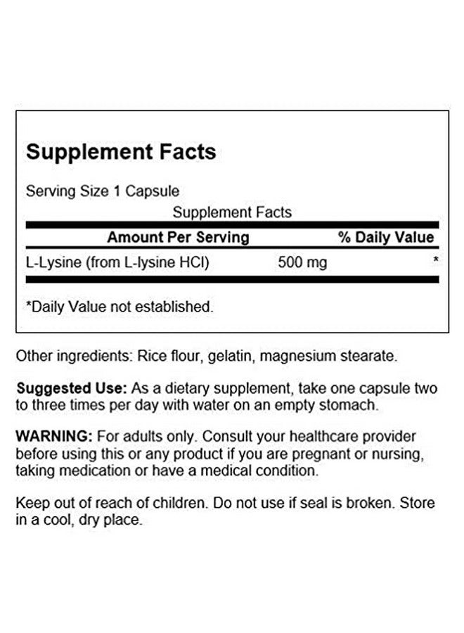 SWANSON Amino Acid Freeform Llysine 500 Milligrams 100 Capsules - Image 4