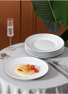 Dove 6-Piece Porcelain Flat Dinner Plates 10.5 Inch White 