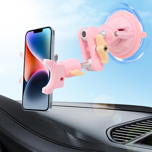 Rednow Suction Cup Phone Mount 360 Rotating Universal Ball Head Arm for Car Dashboard Windshield Vehicle Sunroof (1pc*Pink) - Image 1