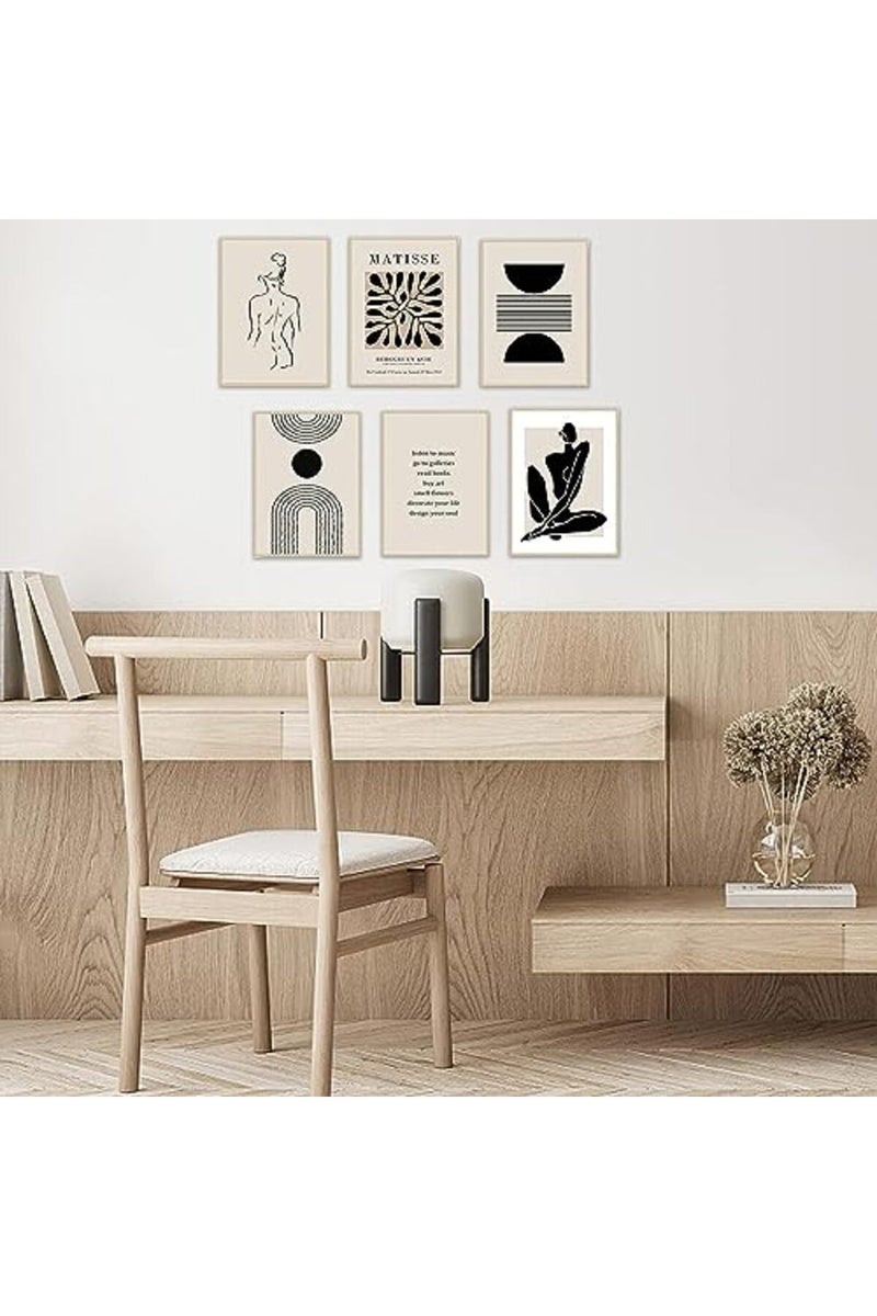 KBKBART Matisse Wall Art Prints, Abstract Matisse Wall Art Exhibition Posters, Black Beige Women Body Line Art Leaf Boho Art Prints, Canvas Matisse Paintings Pictures for Aesthetic Room, Bedroom, Living Room - Image 4