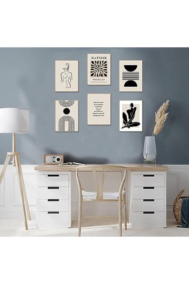 KBKBART Matisse Wall Art Prints, Abstract Matisse Wall Art Exhibition Posters, Black Beige Women Body Line Art Leaf Boho Art Prints, Canvas Matisse Paintings Pictures for Aesthetic Room, Bedroom, Living Room - Image 5