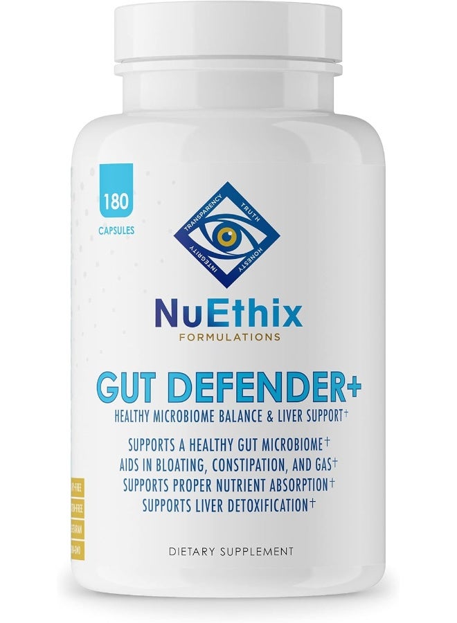 NuEthix Formulations Gut Defender Plus Microbiome Balance Dietary Supplement, 180 Capsules, 90 Servings - Image 1