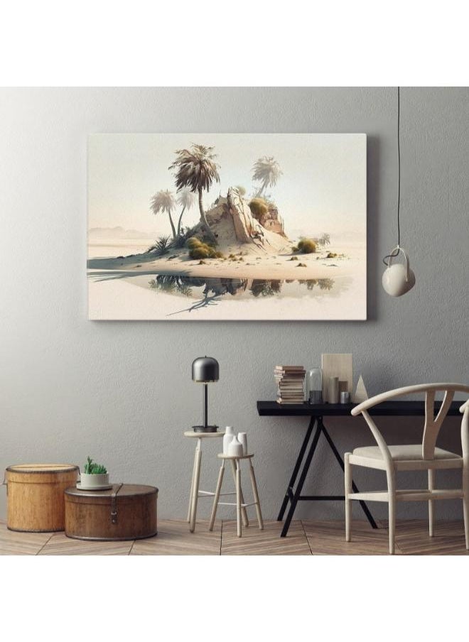 Home Gallery Home Gallery desert scene with palm trees desert island Printed canvas wall art  - Image 1