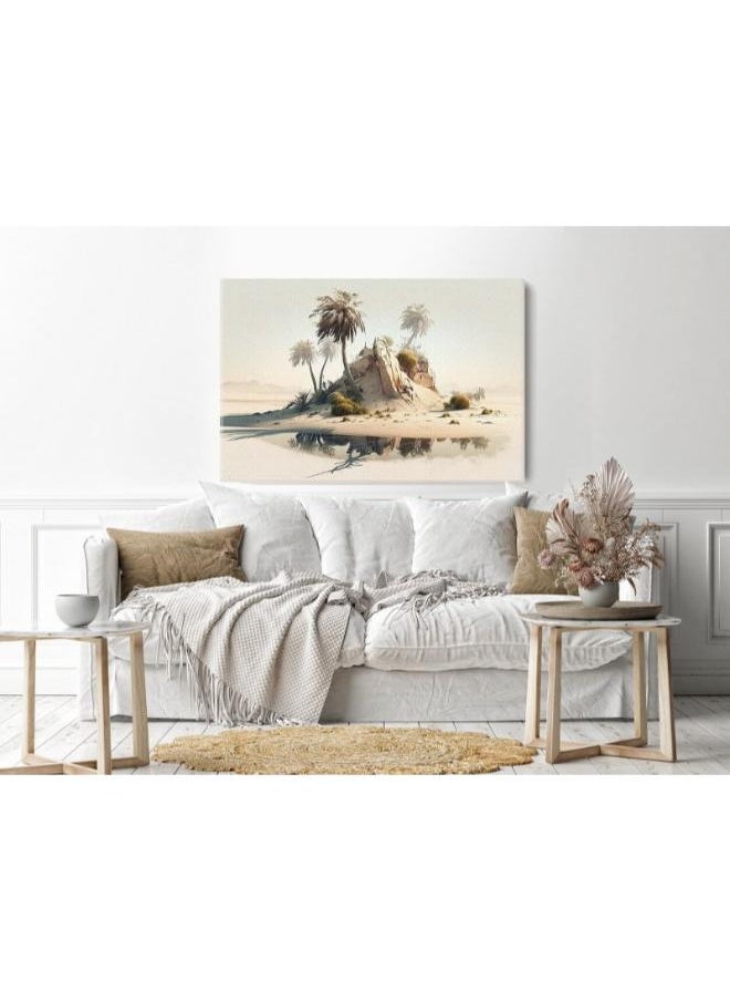 Home Gallery Home Gallery desert scene with palm trees desert island Printed canvas wall art  - Image 3