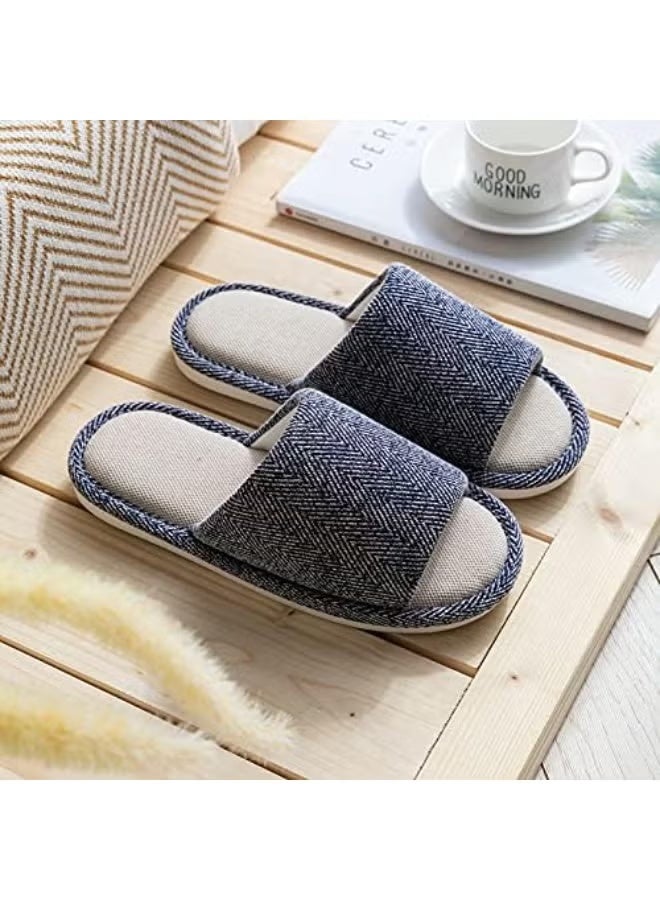 Hoasis Cotton linen slippers, home linen indoor slippers, home couple non-slip slippers, four seasons spring and fall floor slippers. Fabric Slippers Indoor and Outdoor Slippers, Non-Slip Four Seasons Soft Bottom Slippers, Couple Slippers Men and Women Slippers. - Image 2