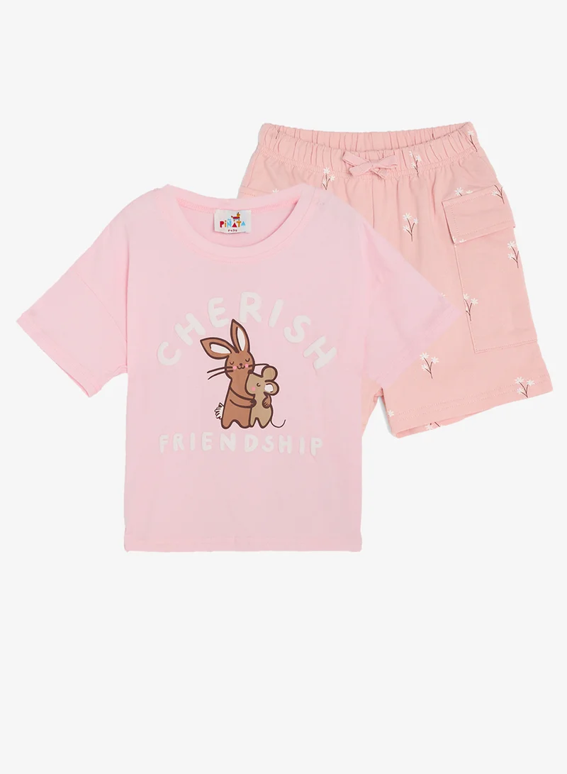Pinata Bunny Print Cotton Tshirt and Shorts Set