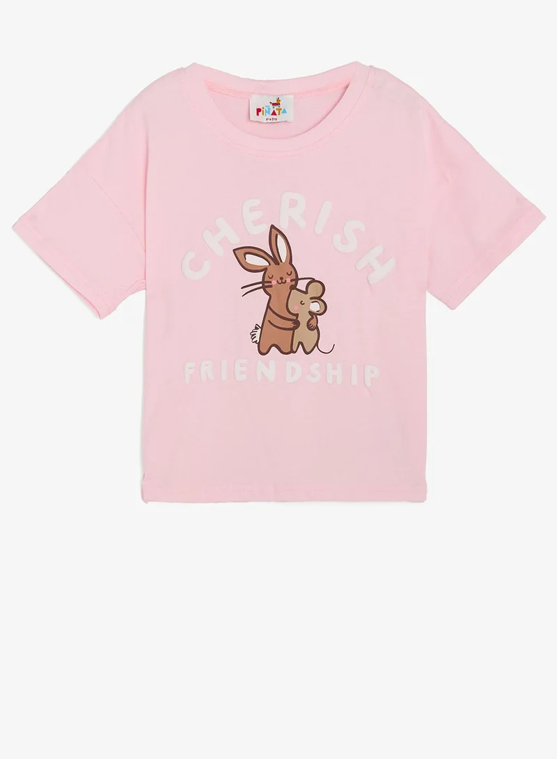 Pinata  Bunny Print Cotton Tshirt and Shorts Set for Women | Best Price UAE