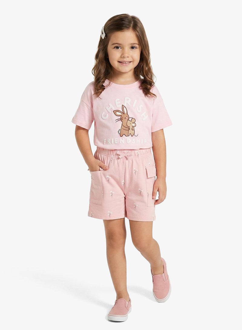 Pinata Bunny Print Cotton Tshirt and Shorts Set - Image 1