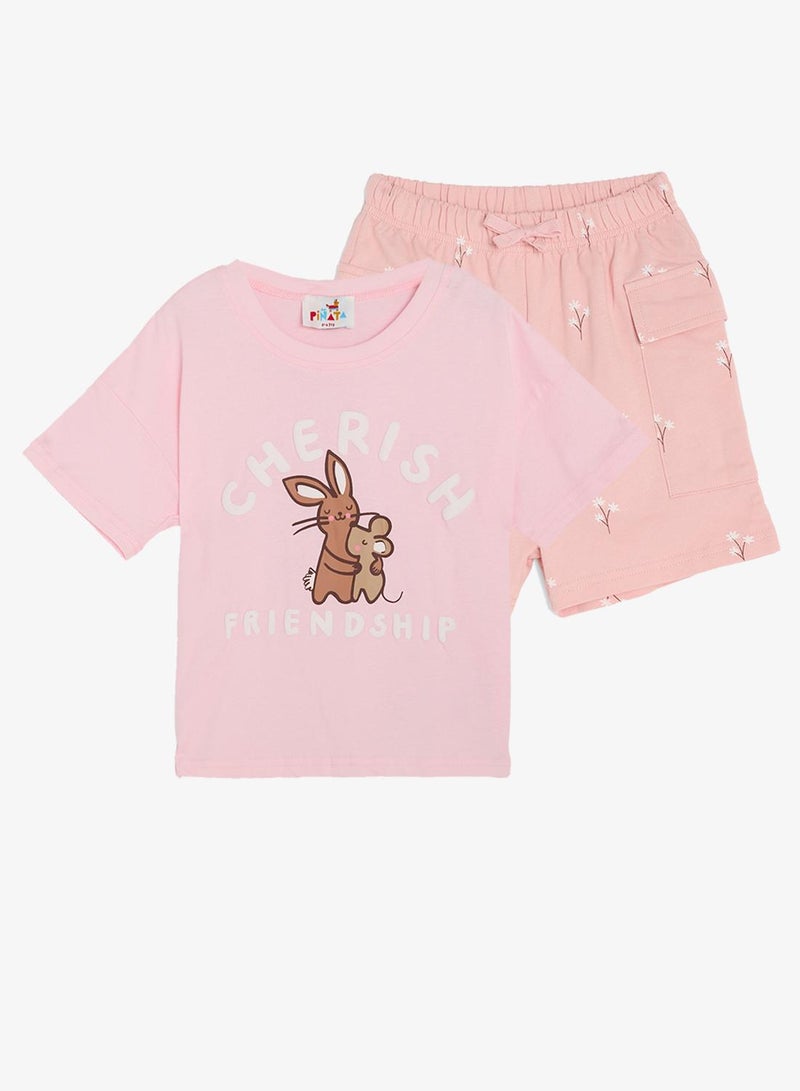 Pinata Bunny Print Cotton Tshirt and Shorts Set - Image 2