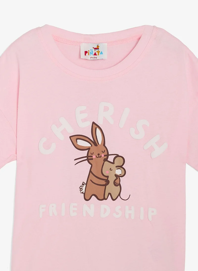 Pinata  Bunny Print Cotton Tshirt and Shorts Set for Women | Best Price UAE