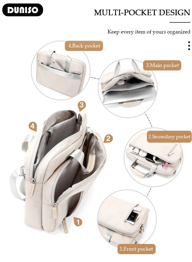 DUNISO Laptop Bag Case Computer Carrying Briefcase, Shoulder Straps and Handle Briefcase Messenger Case, Waterproof Lightweight Computer Shoulder Bag Large Capacity 360° Protective Sleeve for Laptop, Suitable for Business Travel,Optional size 14 Inch - Image 2