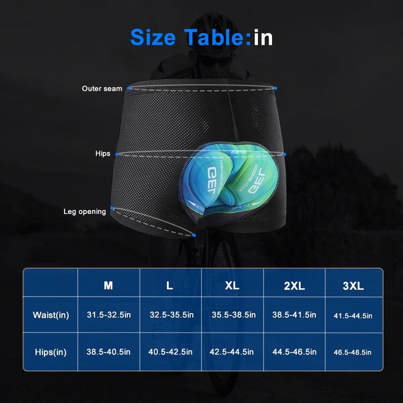 ASTRYON Men's Cycling Underwear Shorts 5D Padded Gel Mountain Bike Bicycle MTB Liner with Breathable, Quick Drying Shockproof (US, Alpha, Medium, Regular, Regular, Black) - Image 3