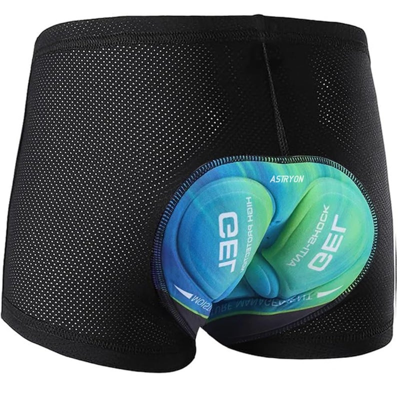 ASTRYON Men's Cycling Underwear Shorts 5D Padded Gel Mountain Bike Bicycle MTB Liner with Breathable, Quick Drying Shockproof (US, Alpha, Medium, Regular, Regular, Black) - Image 1