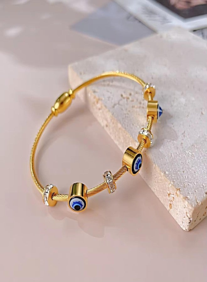 MEENAZ evil eye bracelet for woman Evil Eye Bangles for women Anti Tarnish Stylish Adjustable hand Rose gold Bracelet for girls Kada for Women Magnet Accessories Jewellery friendship crystal - Image 2