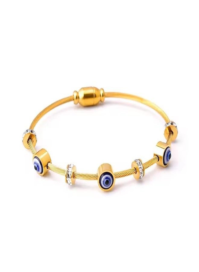 MEENAZ evil eye bracelet for woman Evil Eye Bangles for women Anti Tarnish Stylish Adjustable hand Rose gold Bracelet for girls Kada for Women Magnet Accessories Jewellery friendship crystal - Image 1