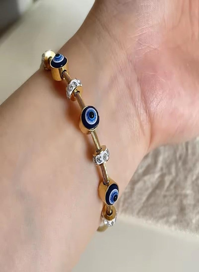 MEENAZ evil eye bracelet for woman Evil Eye Bangles for women Anti Tarnish Stylish Adjustable hand Rose gold Bracelet for girls Kada for Women Magnet Accessories Jewellery friendship crystal - Image 3