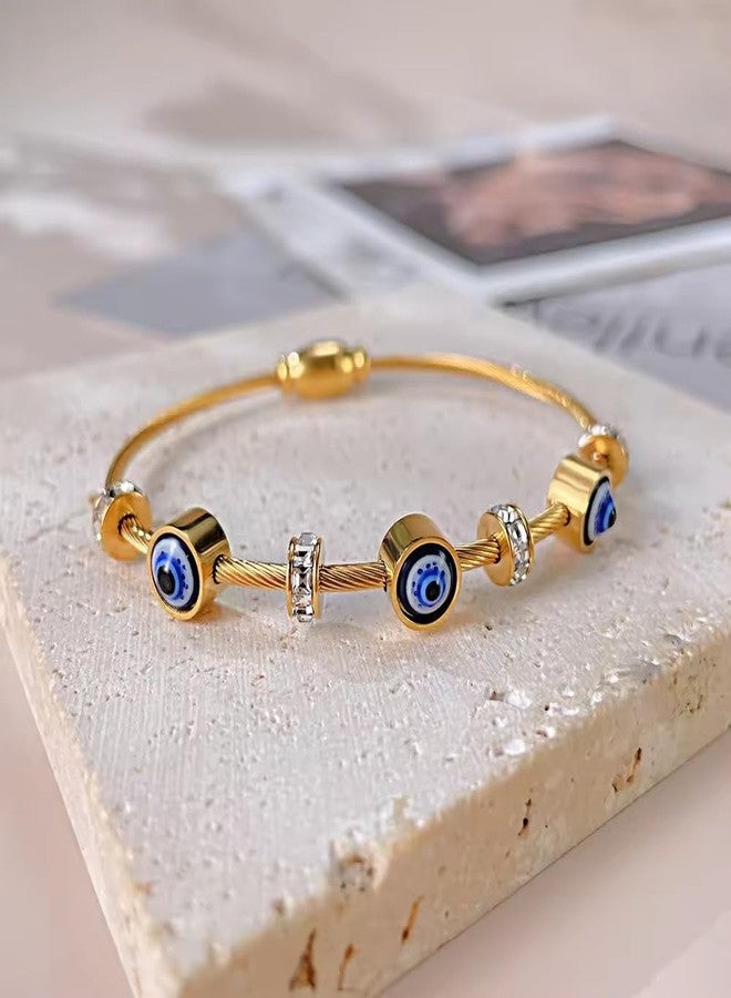 MEENAZ evil eye bracelet for woman Evil Eye Bangles for women Anti Tarnish Stylish Adjustable hand Rose gold Bracelet for girls Kada for Women Magnet Accessories Jewellery friendship crystal - Image 4