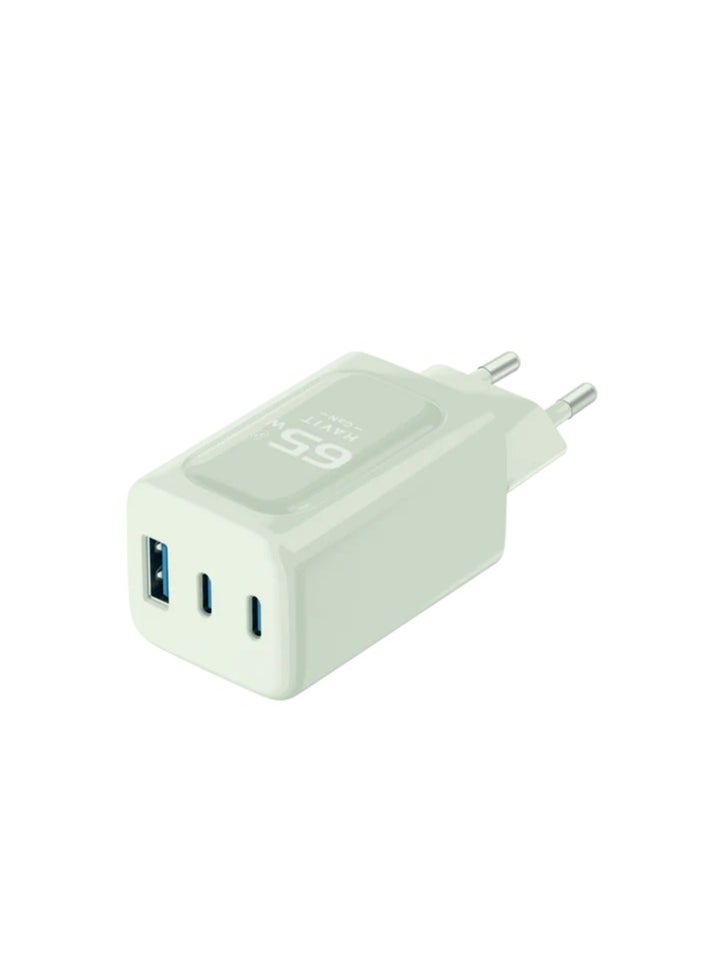 havit wall charger 65 W Fast Charging with GAN technelogy 3 ports Safe for Your Phone model UC260 - green  - Image 3