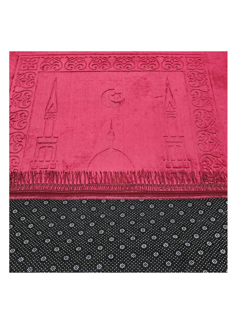Fabienne Anti-Slip Velvet Top Prayer Mat Maroon 80x120 cm  - Image 3