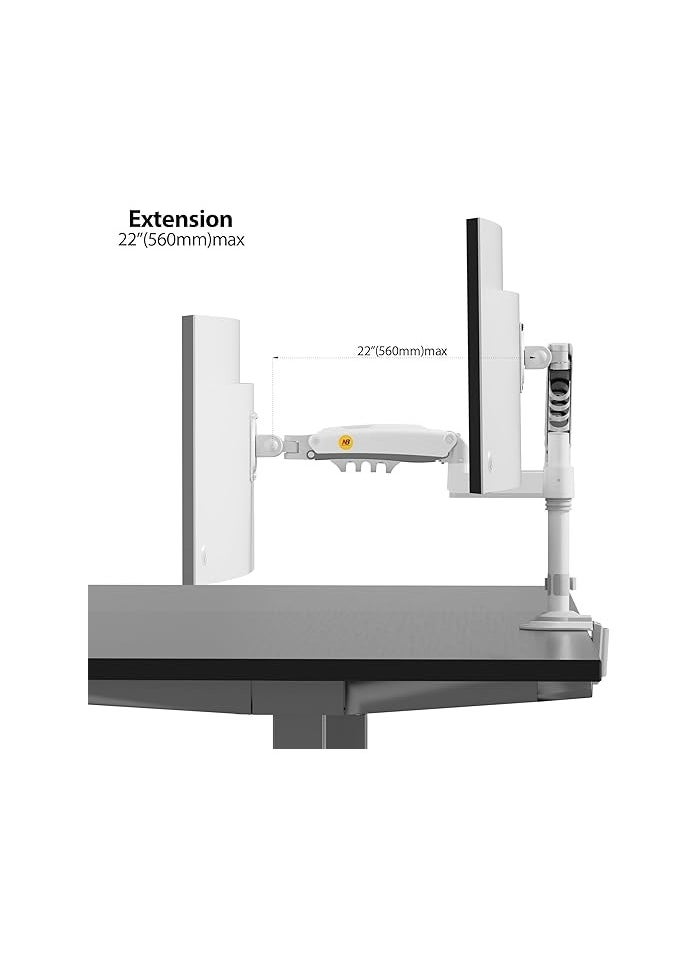NB NORTH BAYOU Dual Monitor Arm Dual Monitor Stand for Two 17" to 27" Screens up to 19.8 lbs for Each Monitor, VESA 75x75 & 100x100, Full Motion Gas Spring Dual Monitor Desk Mount, White | H180  - Image 3