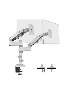 NB NORTH BAYOU Dual Monitor Arm Dual Monitor Stand for Two 17" to 27" Screens up to 19.8 lbs for Each Monitor, VESA 75x75 & 100x100, Full Motion Gas Spring Dual Monitor Desk Mount, White | H180  - Image 1