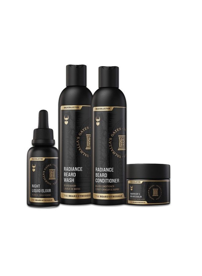 The Beard Struggle Essential Kit Grooming Care Package For Men Balm Oil Wash Conditioner Gold Collection Valhalla Gates - Image 1