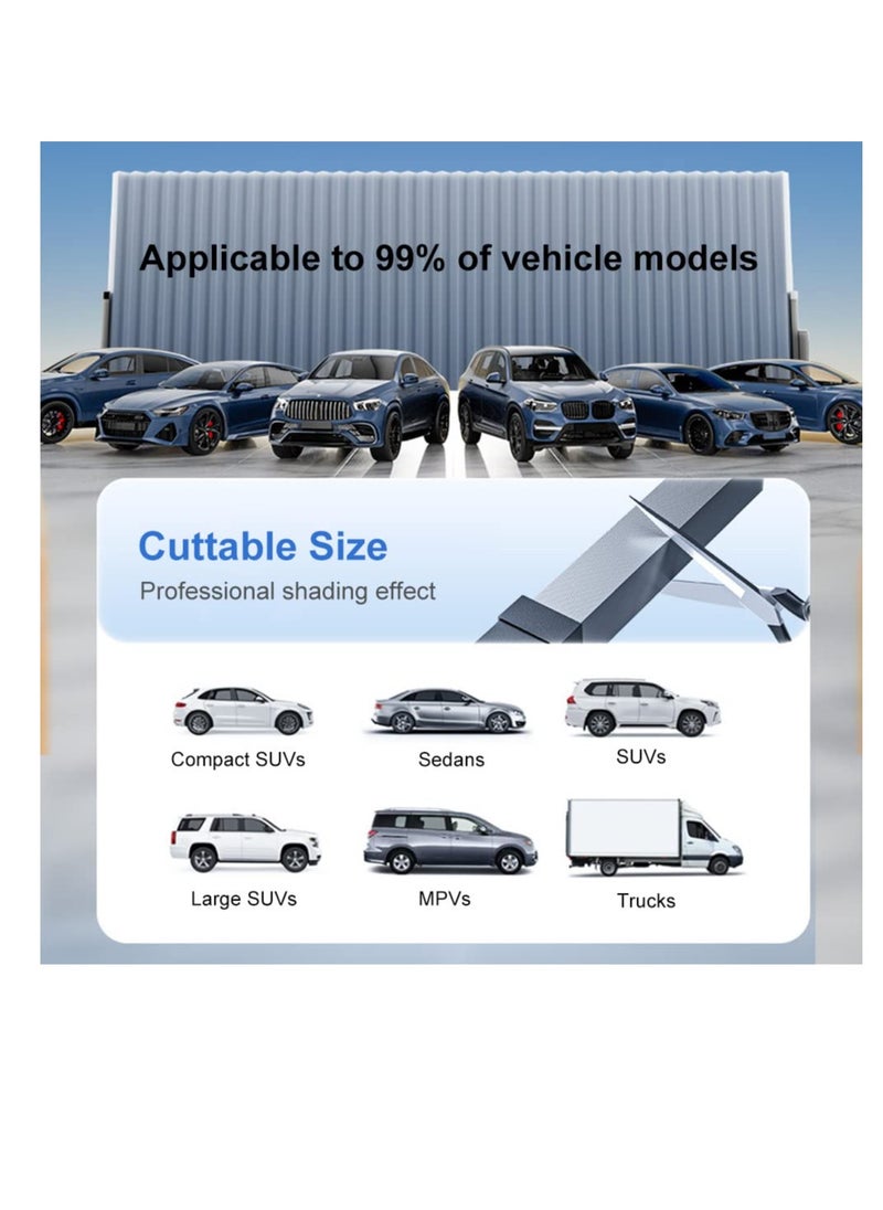 Excefore - Retractable Windshield Sun Shade for Car, 65CM Large Foldable Sun Visor Protector, Blocks 99% UV Rays and Heat, Auto Sunshade Fits Front Rear Window with Double Suction Cups, Black - Image 1