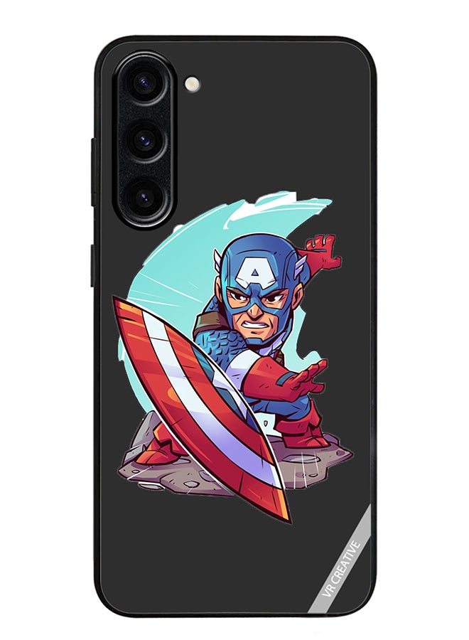 VR CREATIVE Protective Case Cover For Samsung Galaxy S24 Superhero Captain America Design Multicolour - Image 1