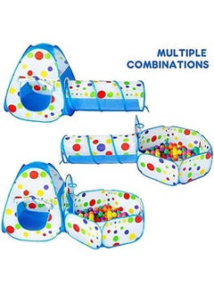 BabyGo BabyGo Portable Kids 3-in-1 Colorful Dotted Theme Tunnel Playhouse Ball Pool Ball Pit Tent Summer Indoor Outdoor Play Fun Toy (Balls not Included, Blue)  - Image 3