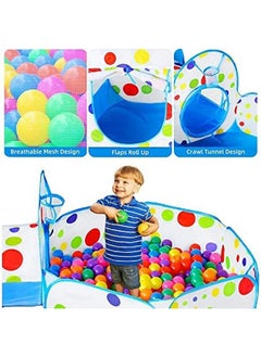 BabyGo BabyGo Portable Kids 3-in-1 Colorful Dotted Theme Tunnel Playhouse Ball Pool Ball Pit Tent Summer Indoor Outdoor Play Fun Toy (Balls not Included, Blue)  - Image 4