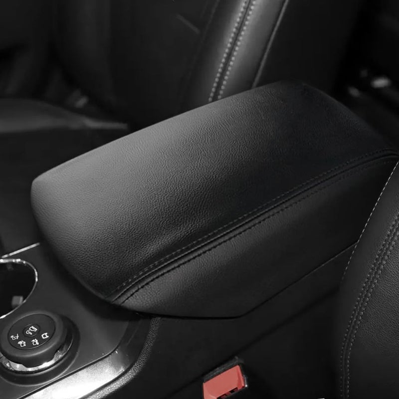 DEYTOP Console Armrest Cover for Ford Explorer 2011-2019 Center Console Crusion Pad for 2019 2017 2017 2016-2011 Explorer Anti-Scratch Leather Armrest Crusion Protector (Black with Black Stitches) - Image 1
