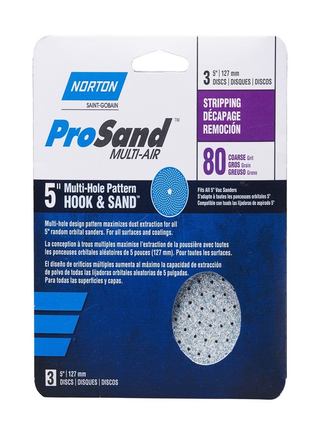 Norton ProSand Multi-AIR 5" Multi-Hole Pattern Hook & Sand Disc, 80 grit, 3 Pack3 - Image 3