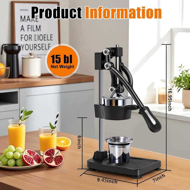 ASIALEO Manual Citrus Juicer|Commercial Hand Press| Heavy Duty Countertop Squeezer for Fresh Orange Lemon Juice|Easy to Use & Clean (balck) - Image 2