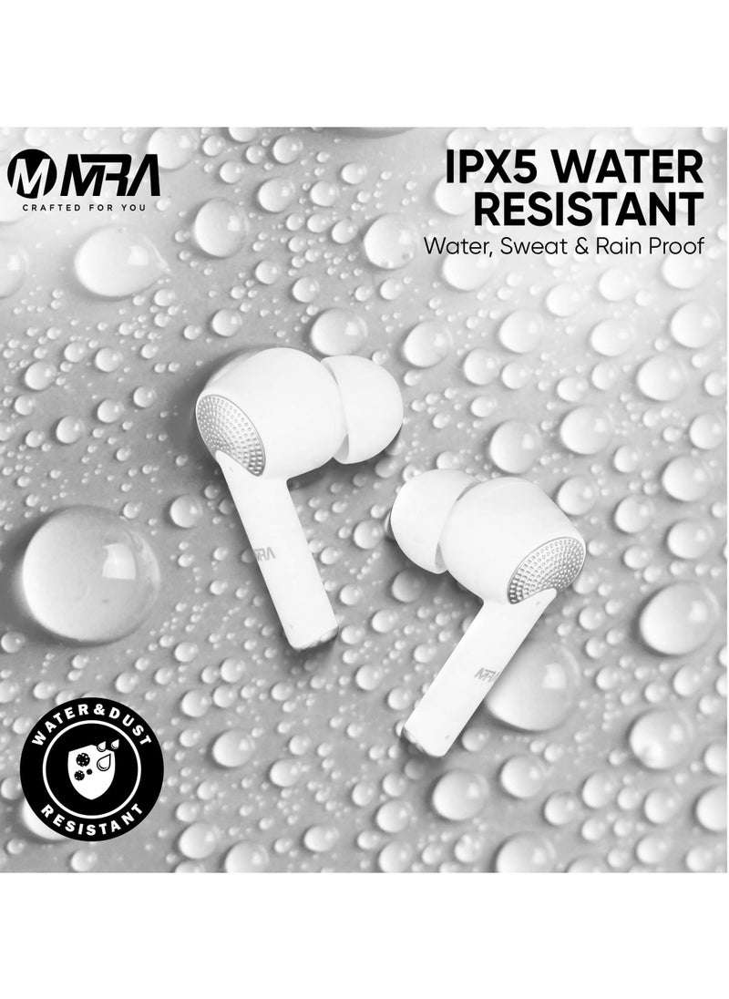 MRA - Earbuds, Long Battery Life, Deep Bass with 13mm Drivers, Waterproof, 5.3 Bluetooth for Stable Connection, Noise-Cancelling, Easy Tap-to-Control, Battery Status Indicator on Case, Premium Earphones for Music/Calls - Image 1